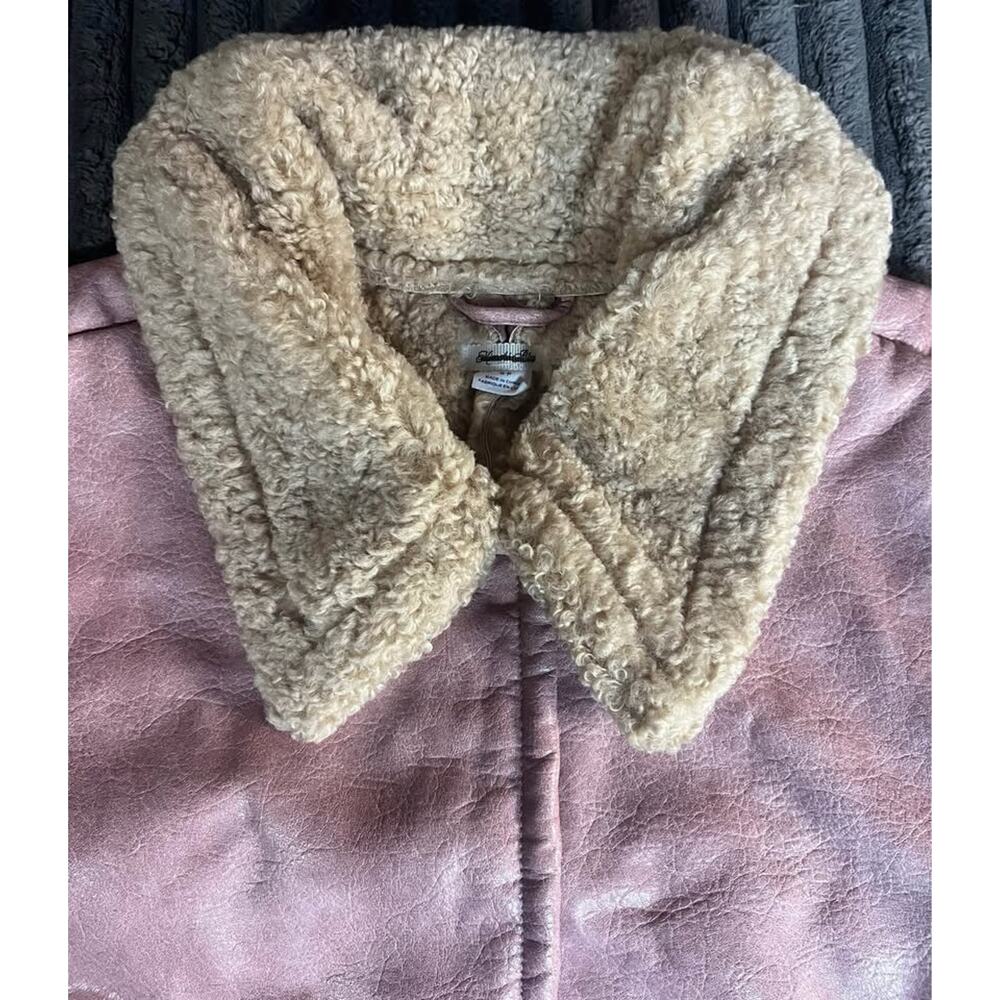 Kimchi Blue Dusty Pink Faux Shearling Long Trench Coat Sherpa Lined S - Picture 3 of 7